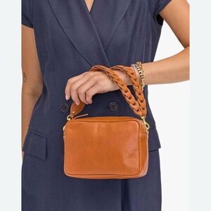 Clare V. Double Veg Link Shoulder Strap Cuoio NWT
